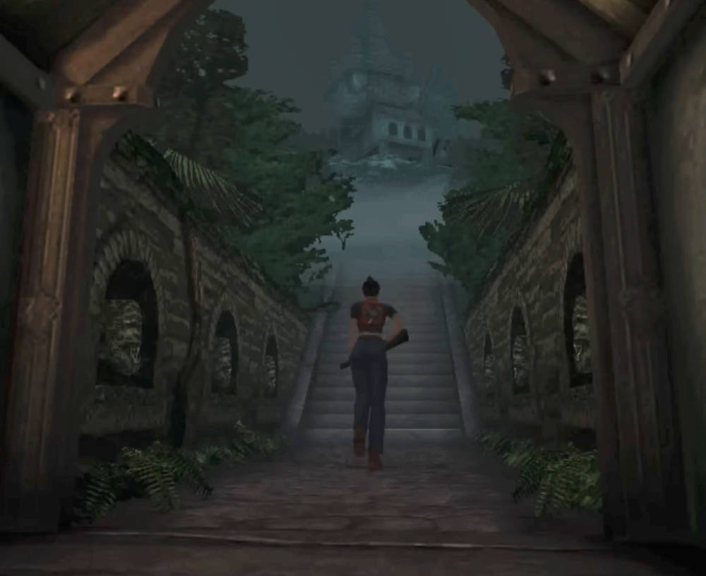 Ein Screenshot von einer gruseligen Szene in Resident Evil Code: Veronica aus dem Jahr 2000.